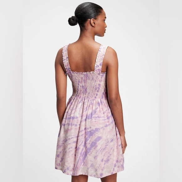 GAP Smocked Mini Dress-  Pink + Purple Tie Dye - Size Large - Picture 3 of 7